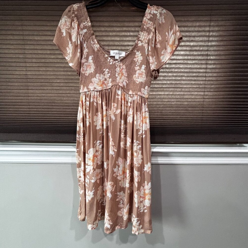 Pink Rose floral sun dress SZ: S